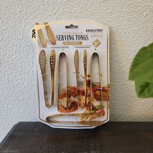 Gold Plated Serving Tongs Set